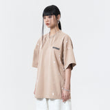 ハンドペインティングダメージTシャツ (BEIGE)