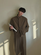 ASCLO Drop Shoulder High Neck Blouson (2color)