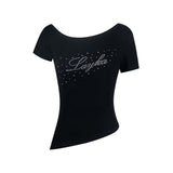 ロキシー ラインストーン オフ Tシャツ