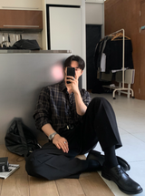 エバーランガーラウンドタックサイドバンディングセミワイドスラックス