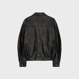 ウォッシードエコレザーブルゾン (Dark Brown)