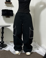Lace pocket cotton wide PT [3color] D-1461