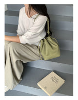 Natural Canvas Shirred Pouch Bag - A Drawstring Bag with a Unique Vibe