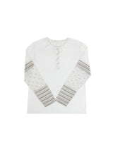 GARDEN STRIPE HENLEY NECK LONG SLEEVE