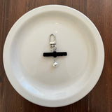 ベルベットリボンパールキーリング