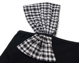Verin Check Ribbon One Shoulder Top