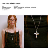 Cross Pearl Necklace (Silver)