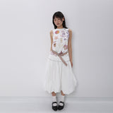 CONFUN 25SS original printed sleeveless pleated sleeveless vest top