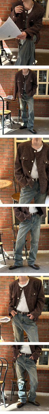 [F/W] Mix cutting tweed jacket(2color)