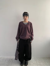 シンポリストライプVネックニットスウェットシャツ