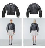Faux-leather biker jacket