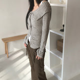 ツポルボカシカラーオフショルダーバートンTシャツ