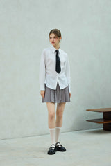 LOWELL SLIM FIT STRIPE SHIRRLING SHIRT / WHITE