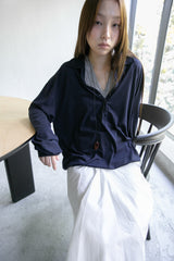 soft over button collar top(4colors)