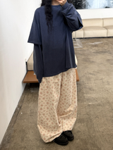 creamy floral pants