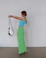 Back Slit Ribbon Knot Round Sleeveless