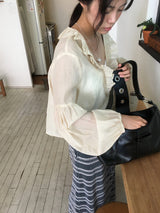 Clear chiffon ethnic blouse (2color)