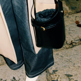 JANE BOX LEATHER Black & Straplink