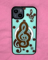 [made] Dot treble clef mint choco phone case (glass bumper)