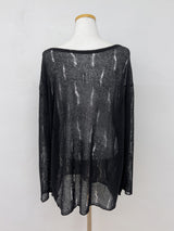 Damaged See-through Boat Neck Loose Fit Knit