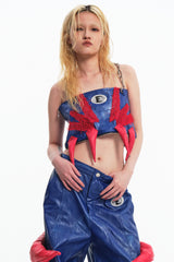 Embryo Pu leather special-shaped tube top