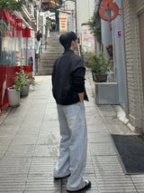 Cut line reverse denim pants