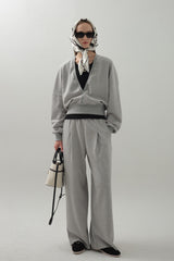 Loose Wide Knitting Pants_Gray
