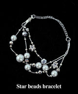 Star beads cubic chain layered bracelet