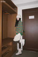 Tree Stripe V-neck Long Sleeve Knitwear