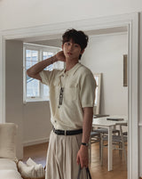 Base Two-Pocket Collared Short Sleeve Knit