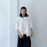Sheer Openwork Knit Short Sleeve Shirt