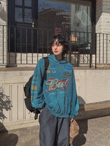 Bird Print Overfit Hoodie