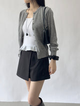 Picre Round Neck Button Long Sleeve Knit Cardigan