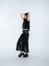 SILHOUETTE RUFFLE MAXI SKIRT [BLACK]