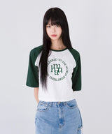 STITCH LOGO RAGLAN HALF T-SHIRT [3color]