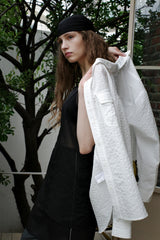 Seersucker check shirt, White