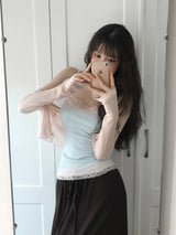 [MADE] Heart-Drop Lace & Cubic Heart Camisole
