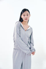 Pearl Hoodie Zip-Up Gray