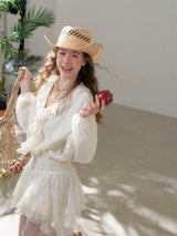 Lace panel pleated romantic dress
