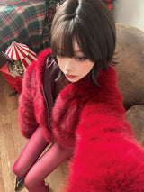 Red crop fur-JK