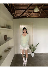 Mint Loose-Fit Layered Sleeveless T-shirt( T + sleeveless set)