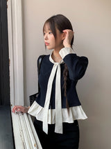 Sau Dot Ribbon Layered Cardigan