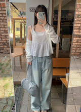 Stripe Flare Sleeveless Blouse (3color)