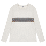 チェストパッチワーク長袖Tシャツ(グレー)