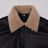 WOMAN FUR COLLAR FLIGHT JUMPER BLACK