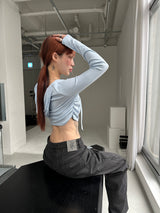 BLACK STRIPE WASHING DENIM PANTS