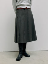 PLEATS LONG SKIRT GRAY