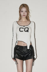 CQ lace unbal sleeve - white