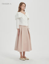 May pintuck flare long skirt