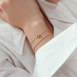 Hoop Natural Freshwater Pearl 925 Silver + 14k gold plating Bracelet B058-03G